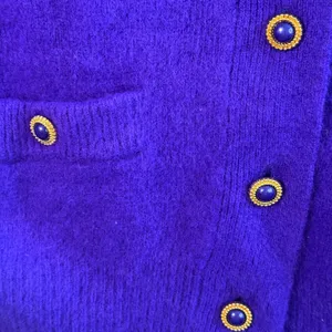 Shannan Vtg Angora‎ Lambswool Cardigan Sweater Purple Fuzzy Button Front M Luxe thumbnail 10