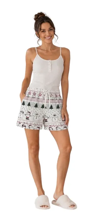 Peanuts Snoopy Christmas Holiday Sleepwear Pajama Shorts Size XS Petite thumbnail 1