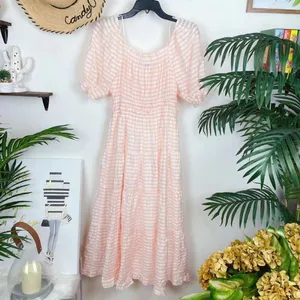 MOON RIVER Puff Sleeve Midi Dress-Pink Stripe Size Small NWT thumbnail 5