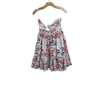 Anthropologie Somerset Strapless Mini Dress Floral Polka Dot Smocked Neutral S thumbnail 5