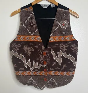 Vintage Jane Ashley Wool Blend Vest Southwestern Women’s Size Medium Embroidered thumbnail 1