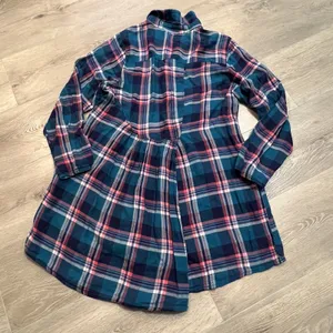 Tulip Blue and Pink Flannel‎ Plaid Dress Size Small S A-line Pockets Artsy thumbnail 2