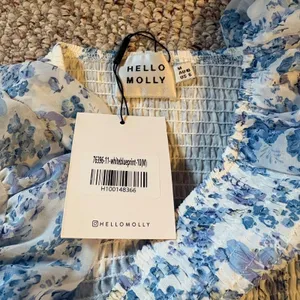 Hello Molly‎ NWT Blessings Midi Dress Blue Floral Off the Shoulder Ruffle Medium thumbnail 6
