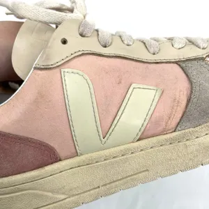 Veja V-10 Multico Colorblock Sneaker Suede Leather Pastel Pink Blue Cream Size 8 thumbnail 11