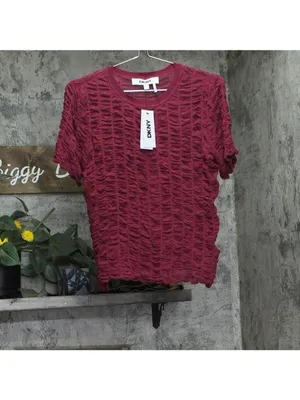 NWT DKNY Womens Lightweight Textured Top P52SAW83 Beet Red M thumbnail 5