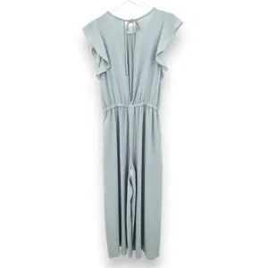Aritzia Wilfred fleurette jumpsuit womens M ruffle sleeve cropped wide leg gray thumbnail 6