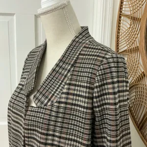Soft Surroundings St. James Blazer M Gray Plaid Dark Academia Oversized Classic thumbnail 3