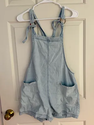 Aerie Light Blue Denim Short Overalls thumbnail 3