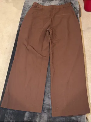 Abercrombie & Fitch Curve Love A&F Sloane Tailored Wide Leg Pant in Dark Coffee thumbnail 14