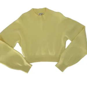 Mimosa Women's Ribbed Knit‎ Cropped Pullover Sweater Yellow Size Medium thumbnail 3