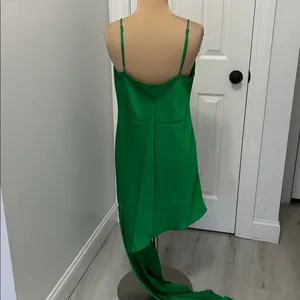 Vici Green Satin Draped Neck Spaghetti Strap Dress thumbnail 2