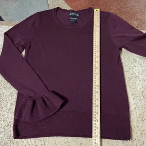 Nanette‎ Extra Fine Merino Wool Ruffle Cuff Sweater Plum Dark Academia Womens S thumbnail 2