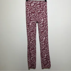 SKIMS Women Mesh Leggings S Maroon All Over Logo Print‎ Slim Fit Loungewear thumbnail 3