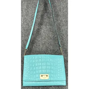 Kate Spade New York Turquoise Croc Embossed Leather Crossbody Clutch Purse thumbnail 2