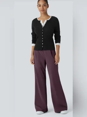 NWT HALARA Flex™ DayStretch High Waisted Pocket Straight Leg Work Pants Wide thumbnail 6