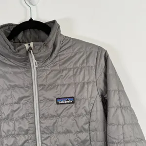 Patagonia Nano Puff Full Zip Grey Jacket Primaloft Outdoor Hiking LOGO Womens Sm thumbnail 3