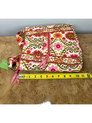 NWT Vera Bradley Folkloric Hipster Crossbody Bag Quilted Floral Pink Orange thumbnail 4