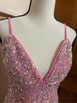 Lulu’s Pink Sequin Spaghetti-Strap Mini Dress thumbnail 8