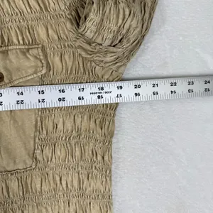 Pilcro and the Letterpress Smocked Button Down Shirt Khaki Tan Small OB1665520 thumbnail 4