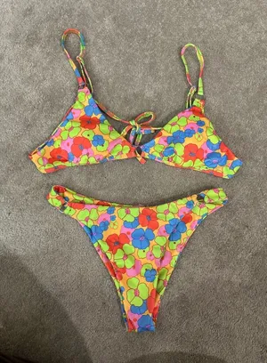 Amazon Neon Floral Bikini Set - Green, Pink, Blue, Orange thumbnail 1