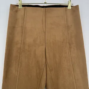 Rafaella Comfort Faux Suede Pants Women L Brown High Rise Straight Leg Stretch thumbnail 3