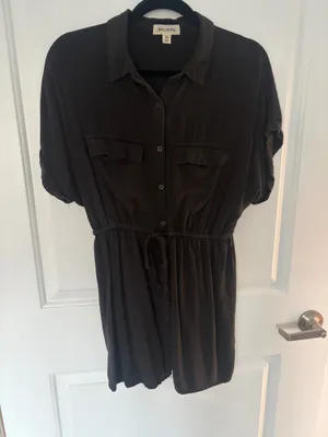 Rag Poets XS Black Button Down Shirt Dress thumbnail 1