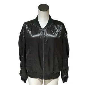 NWOT Free people movement X FP Luxe Satin Bomber Jacket Olive Green Small thumbnail 4