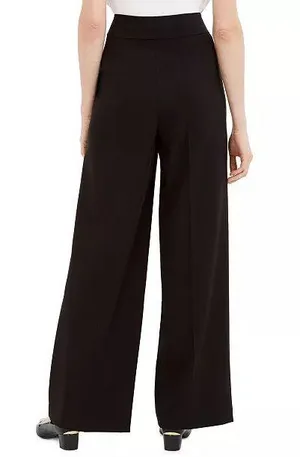 Calvin Klein Black Wide Leg Pants with pearl button detail thumbnail 2