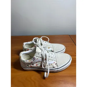 Vans Old Skool Floral Print Cream Suede Low Top Sneakers Womens 6 thumbnail 4