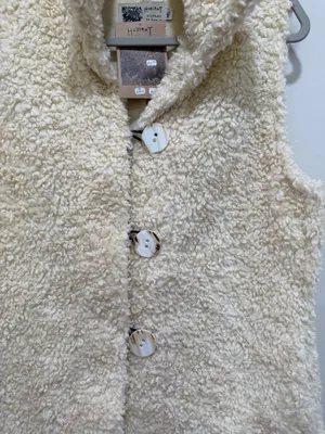 Habitat Cream Sherpa Teddy Fleece Button Front Vest Made in USA Size M/L thumbnail 3