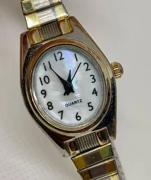 Vintage Accutime women two tone watch quartz analog running thumbnail 2