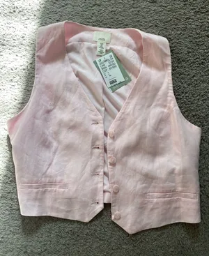 NWT H&M Light Pink Women's Linen Blend Vest thumbnail 1