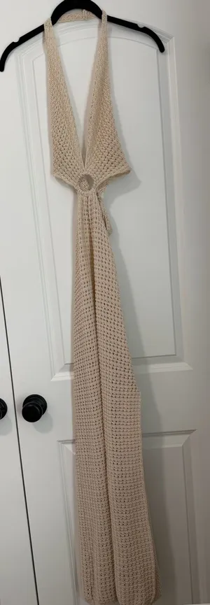 Tan knit swim cover up thumbnail 1