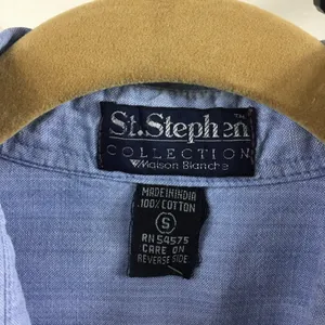 St. Stephen Collection Mens Button Down Shirt Size S Denim Cotton Long thumbnail 7