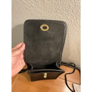 Vintage 90s Coach Black Leather Scooter Crossbody Bag 9893 Turn Lock Hang Tag thumbnail 10
