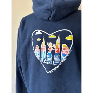 Roller Rabbit Navy Blue NYC Heart Hoodie Size Large thumbnail 4