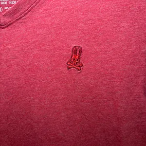 Psycho Bunny Men's X-Small Tee Shirt V-Neck Red Pima Cotton Classic Size 3 thumbnail 4