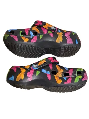 Crocs Classic Platform Graphic Clog Butterfly Black Multicolor Women’s 7 thumbnail 4