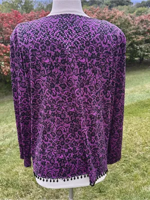 MSK Open Front Vintage Cardigan Evening Jacket Purple Size undefined thumbnail 6