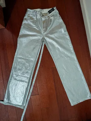 Abercrombie & Fitch Silver High-Rise Straight Jeans thumbnail 5