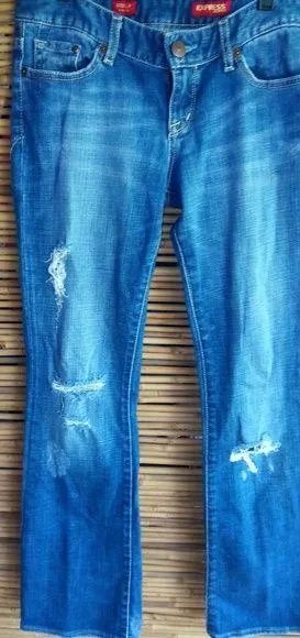 Express 0 Distressed Low Rise Jeans thumbnail 1