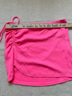 Aerie Pink Cotton Blend Ribbed Ruched Mini Swim Skirt Cover Up Size M Y2K thumbnail 5