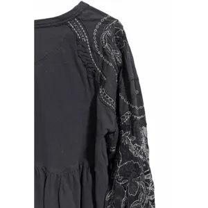 Free People‎ Penny Embroidered Peplum Top Black Women's Size XS thumbnail 9