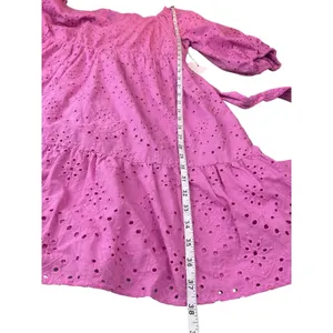 ELOQUII Elements Pink Eyelet Lace Tiered Midi Dress ‎ Belted Size 16 thumbnail 7