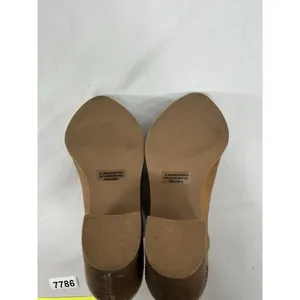 Womans Excellent Slip On Ankle Booties Size 6 Tan Block Heel Pointed Toe thumbnail 7