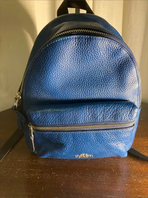 Coach Mini Pebbled Leather Backpack in Royal Blue thumbnail 2