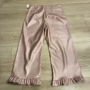 NWT Maeve x Anthropologie Colette Crop Metallic Faux Leather Ruffle Pant Size 33 thumbnail 9