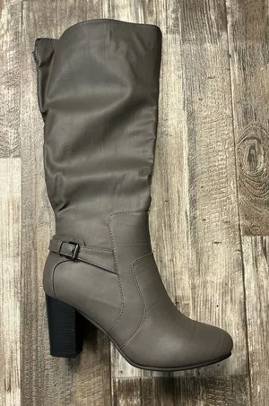 Journee Collection Tall Gray Knee-High Block Heel Boot Size 9 thumbnail 1