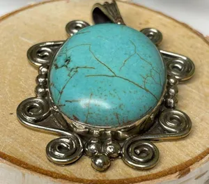 Boutique Howlite pendant from India. Gorgeous stone to slip on your favorite necklace! thumbnail 3