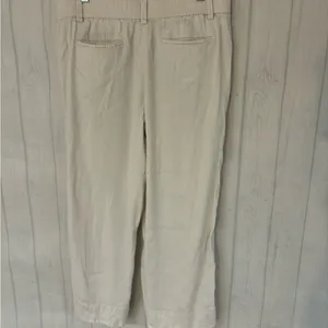 Loft Linen Julie Trouser Pants Womens Size Medium Ivory Straight Leg Cap… thumbnail 9